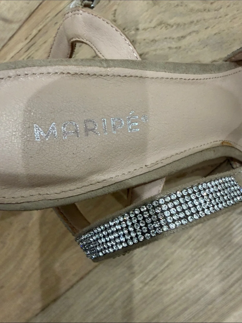 Maripe Silver Rhinestone Platform Block Heel Sandals